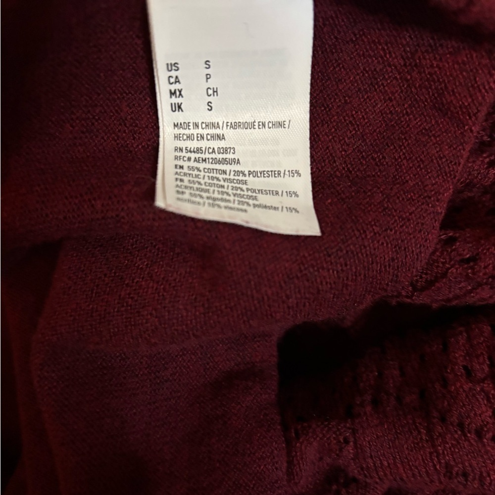 American Eagle Outfitters Maroon Pointelle Knit Sweater Dress - Picture 8 of 8